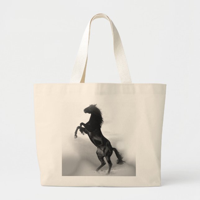 Bolso De Tela Gigante Caballo blanco negro (Frente)