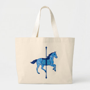 Bolso De Tela Gigante Caballo de carrusel - Cobalto y azul cielo
