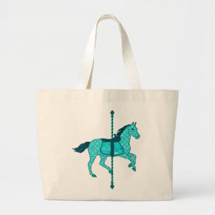 Bolso De Tela Gigante Caballo de carrusel - Turquesa y Aqua