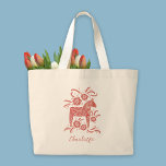 Bolso De Tela Gigante Caballo de dala sueco personalizado<br><div class="desc">Un bonito tradicional sueco Dala Horse en rojo y blanco con tipografía de escritura. Cambie el nombre a personalizar. Arte original de Nic Squirrell.</div>
