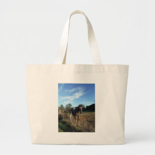 Bolso De Tela Gigante Caballo marrón de Coco y Crema
