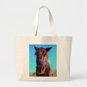 Bolso De Tela Gigante Caballo púrpura con boca verde