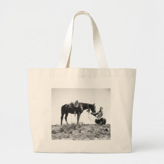 Bolso De Tela Gigante Caballo que come de un sombrero de vaquero