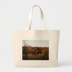Bolso De Tela Gigante Caballo rojo marrón, bosque otoñal.