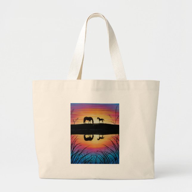 Bolso De Tela Gigante caballos (Frente)