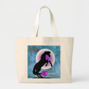 Bolso De Tela Gigante Caballos cardíacos V (azul/verde)