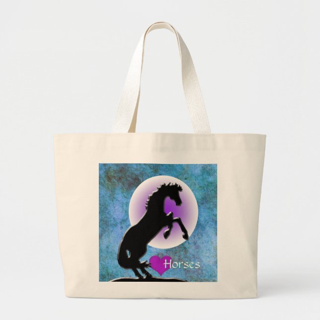 Bolso De Tela Gigante Caballos cardíacos V (azul/verde) (Frente)