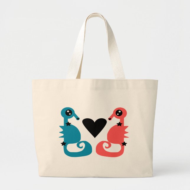 Bolso De Tela Gigante Caballos marinos enamorados (Frente)