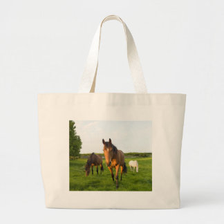 Bolso De Tela Gigante Caballos que pastan