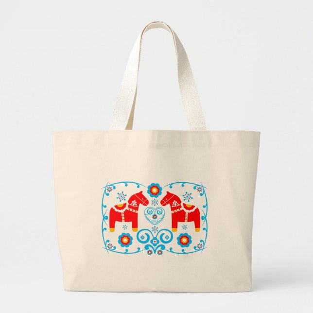 Bolso De Tela Gigante Caballos rojos de Dala (Frente)