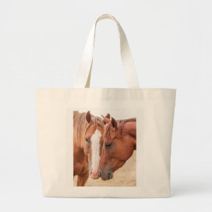 Bolso De Tela Gigante Caballos zumbando en un pasto