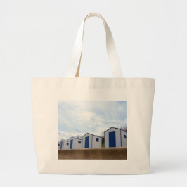 Bolso De Tela Gigante Cabañas de Playa Azules y Blancas