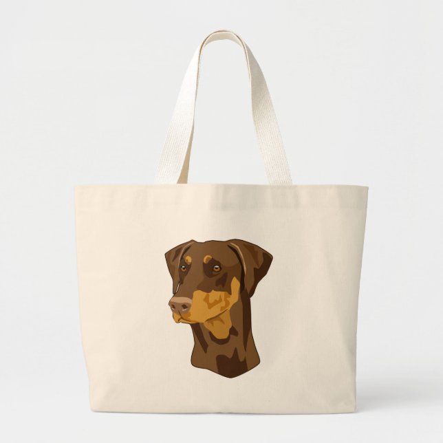 Bolso De Tela Gigante Cabeza del Doberman, rojo, Uncropped (Frente)