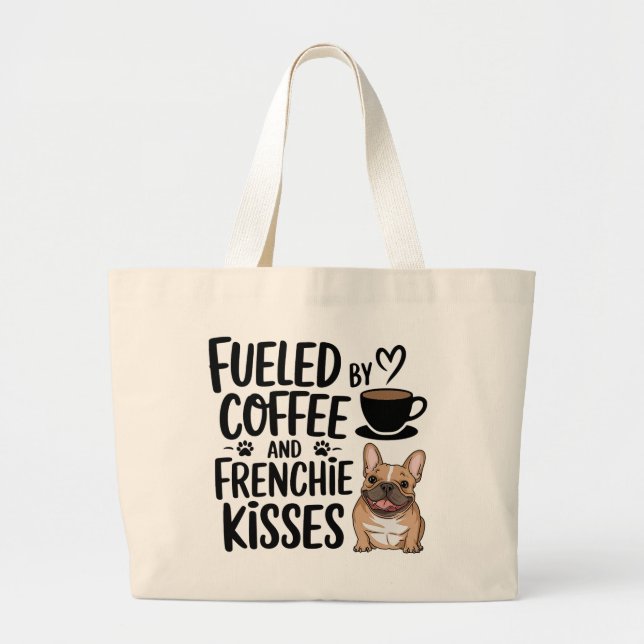 Bolso De Tela Gigante Café de Bulldog francés lindo Lover Frenchie Mom D (Frente)