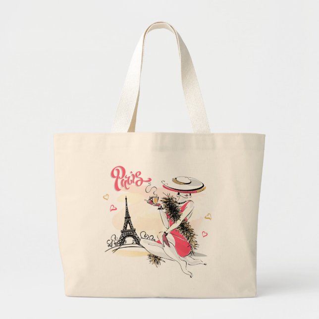 Bolso De Tela Gigante Café En París | Viajes (Frente)