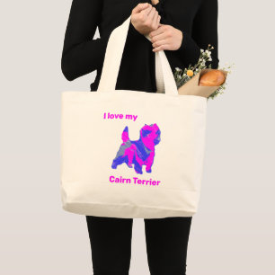 Bolso De Tela Gigante Cairn Terrier Dog Silhouette Crazy Hot Pink