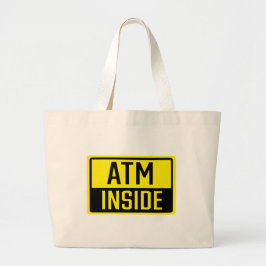 Bolso De Tela Gigante Cajero automático interno Rótulo Tote Bag