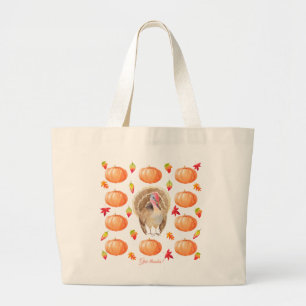 Bolso De Tela Gigante Calabaza de color de agua Moda de Acción de Gracia