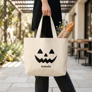 Bolso De Tela Gigante Calabaza Personalizada de Halloween Cara de Jack O