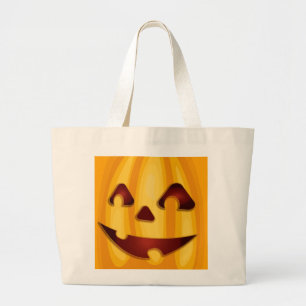 Bolso De Tela Gigante Calabaza tallada sonriendo diseño de Halloween