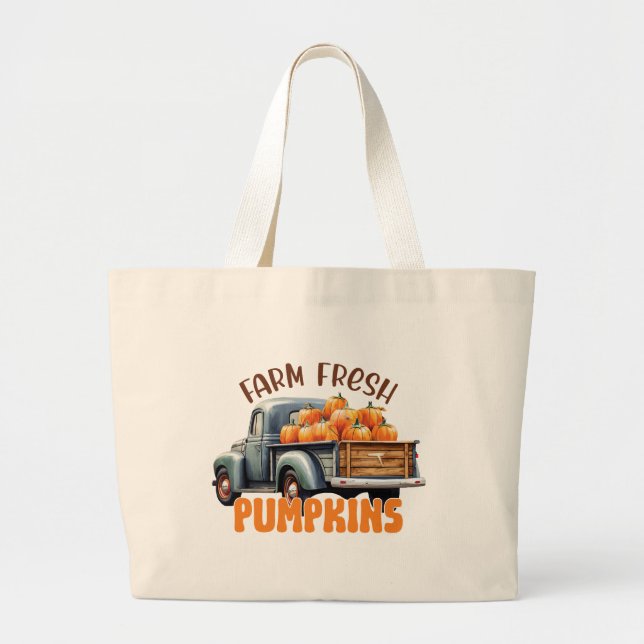 Bolso De Tela Gigante Calabazas frescas de granja - Camión rústico (Frente)