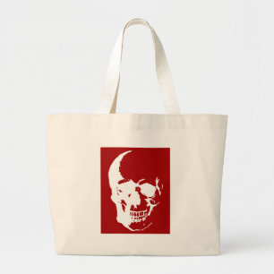 Bolso De Tela Gigante Calavera - Arte Metalizado de fantasía rojo y blan
