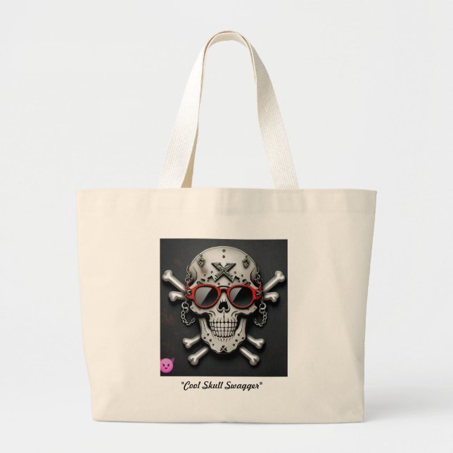 Bolso De Tela Gigante "Calavera de actitud y huesos cruzados" (Frente)