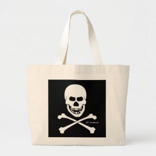Bolso De Tela Gigante Calavera pirata y cruz truco o trato de Halloween