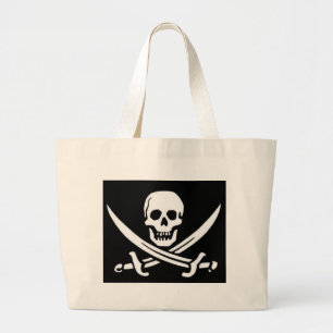 Bolso De Tela Gigante Calavera pirata y espadas