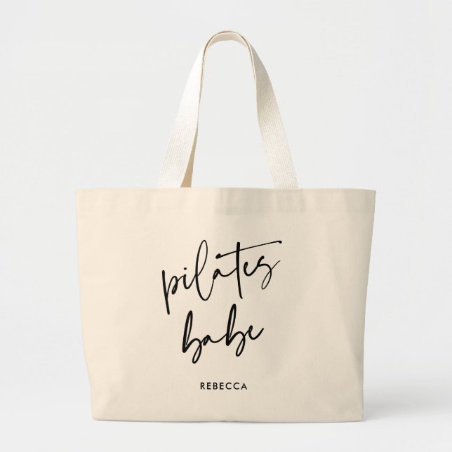 Bolso De Tela Gigante Caligrafía moderna Formación Gimnasio Pilates Babe (Frente)
