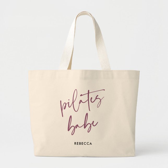 Bolso De Tela Gigante Caligrafía violeta moderna gimnasio Pilates Babe (Frente)