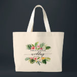 Bolso De Tela Gigante Calligrafía de acuarela Boda floral tropical<br><div class="desc">Acuarela Tropical Floral Verdor Boda Calligrafía Tote Bag</div>