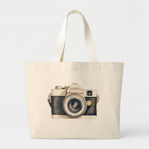 Bolso De Tela Gigante Cámara réflex vintage ilustrada personalizada