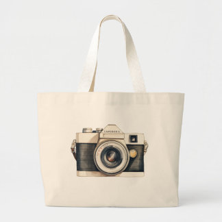 Bolso De Tela Gigante Cámara réflex vintage ilustrada personalizada