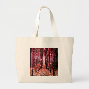 Bolso De Tela Gigante Camino Mágico del Bosque Rosa Melocotón