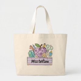 Bolso De Tela Gigante Camiseta Personalizada para Maestros | Nombre de M
