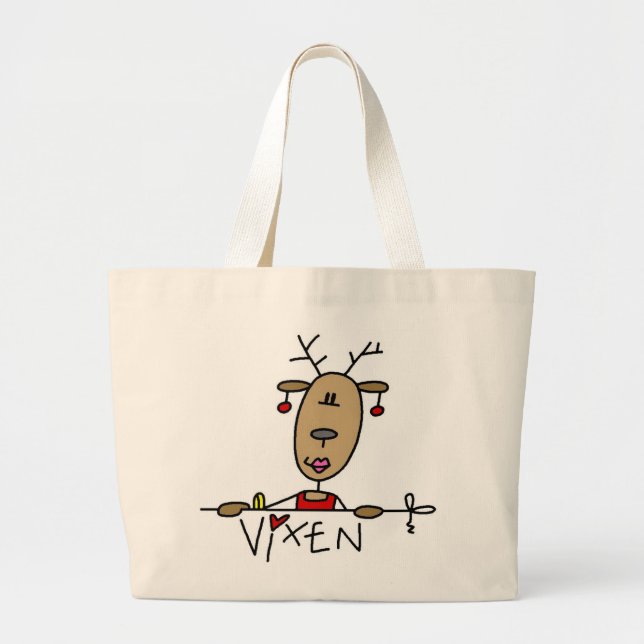 Bolso De Tela Gigante Camisetas y regalos del navidad del reno del Vixen (Frente)