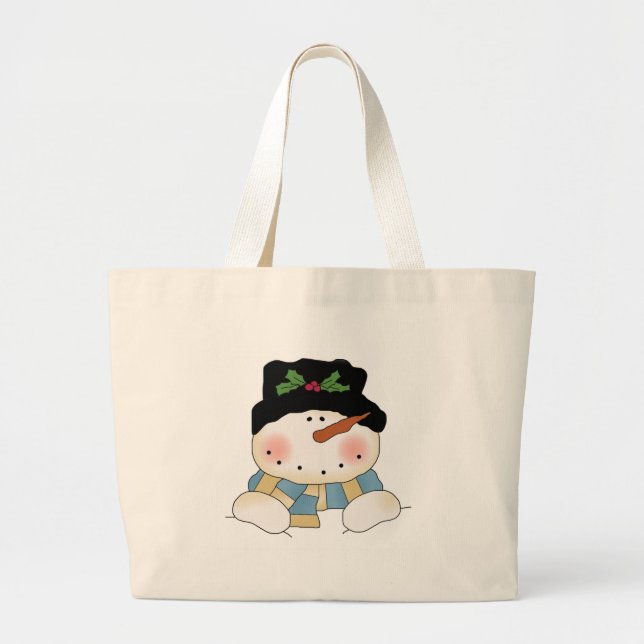 Bolso De Tela Gigante Camisetas y regalos sonrientes de Snowman (Frente)