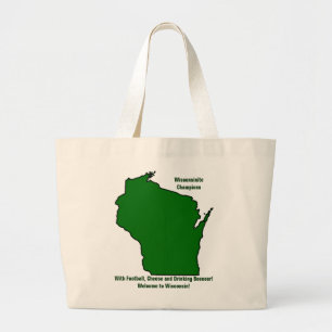 Bolso De Tela Gigante Campeón de Wisconsin en fútbol, queso y cerveza