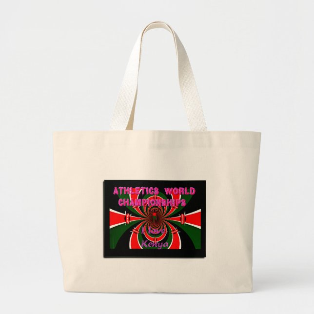 Bolso De Tela Gigante Campeonato Mundial de Atletismo de Kenia: Bandera  (Frente)