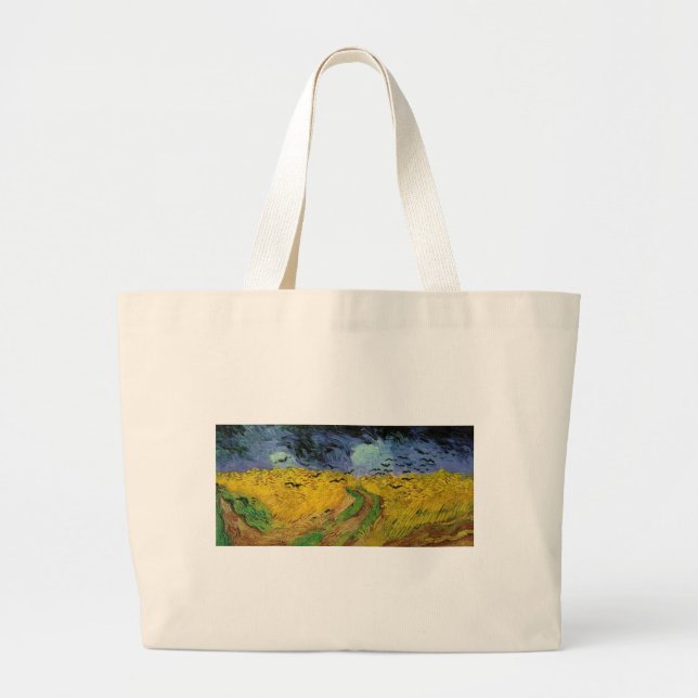 Bolso De Tela Gigante Campo de trigo con cuervos (Frente)