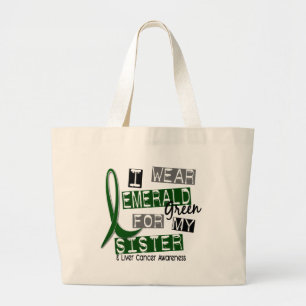 Bolso De Tela Gigante Cáncer de hígado llevo el verde esmeralda para m