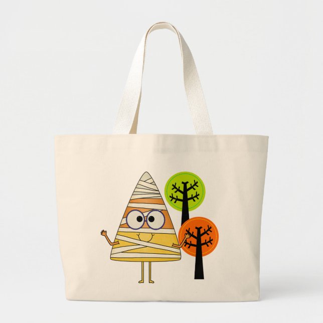 Bolso De Tela Gigante Candy Corn Mummy Halloween (Frente)