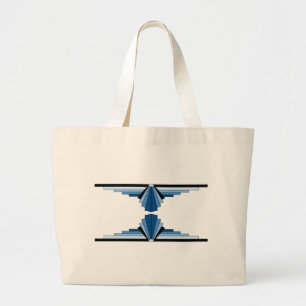 Bolso De Tela Gigante Capas Art Deco en azul