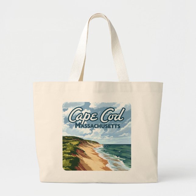 Bolso De Tela Gigante Cape Cod Beach Seashore Massachusetts Blue (Frente)