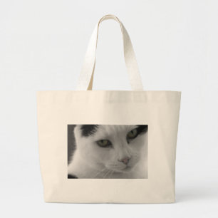Bolso De Tela Gigante Cara de gatos negros y blancos