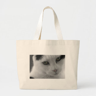 Bolso De Tela Gigante Cara de gatos negros y blancos