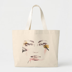Bolso De Tela Gigante Cara del maquillaje de la acuarela