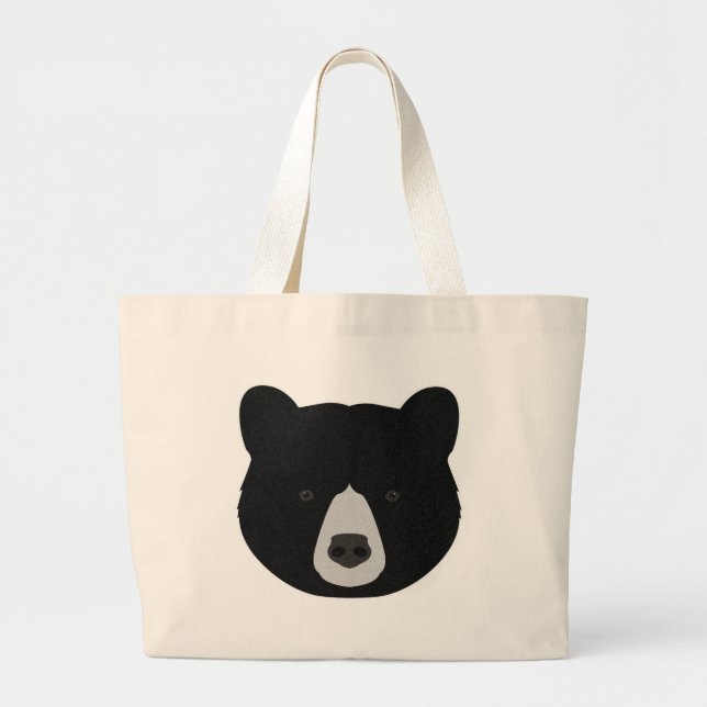 Bolso De Tela Gigante Cara del oso negro (Frente)
