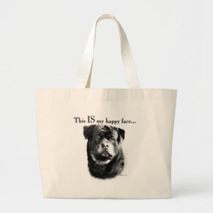Bolso De Tela Gigante Cara Feliz de Rottweiler